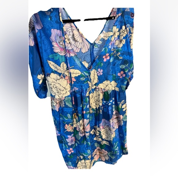 Johnny Was Blue Dove Dress Cover Up Floral Multi Silk M NWT Resortwear Boho Chic - Picture 6 of 6